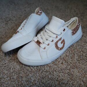 White & Rose Gold Glitter Sneakers Size 8/9